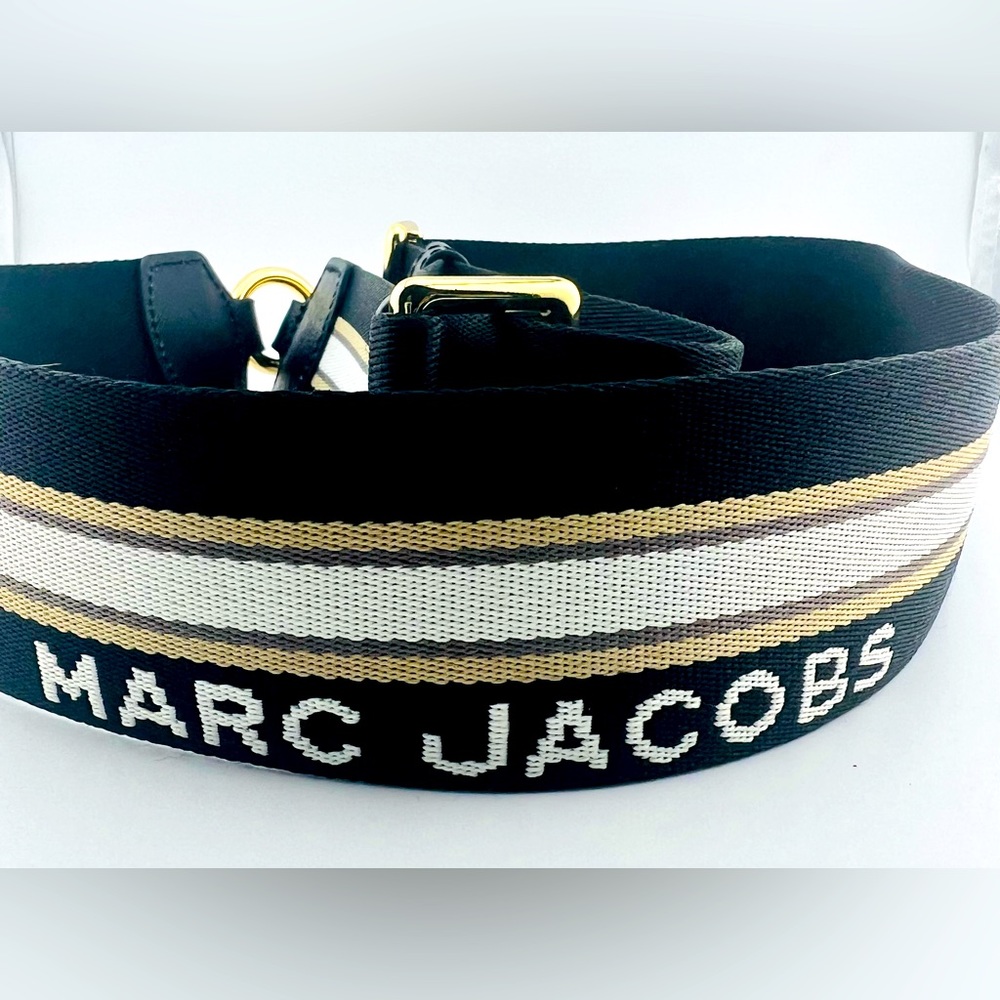 NWOT MARC JACOBS SNAPSHOT BAG STRAP IN CREAM/TAN/BLACK WITH GOLD HARDWAR…